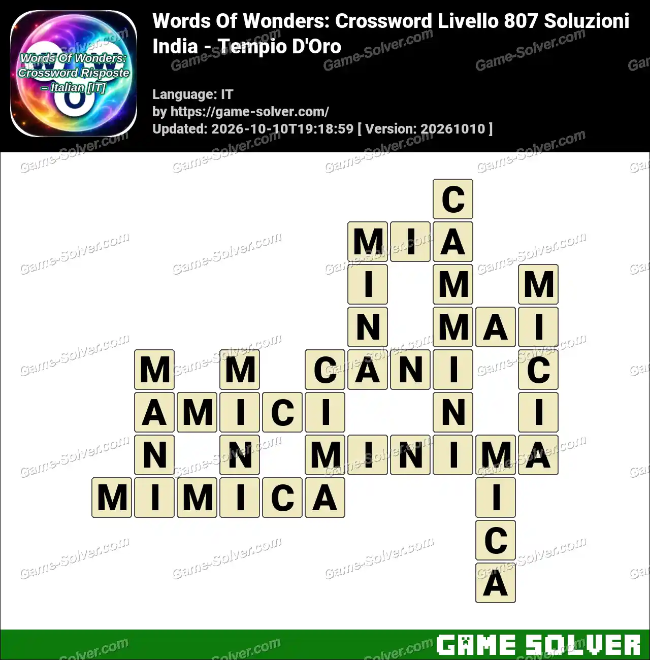 Words Of Wonders: Crossword Livello 807 Soluzioni – India – Tempio D’Oro